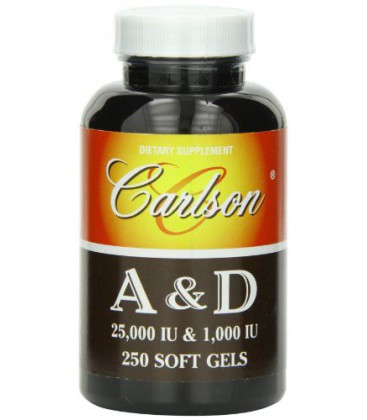 Carlson Labs Vitamin A and D, 25000/1000 IU, 250 Softgels