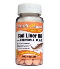 Mason Vitamins Cod Liver Oil With Vitamin A, C & D Orange Flavor Chewable Tablets, 100-Count Bottles (Pack of 4)