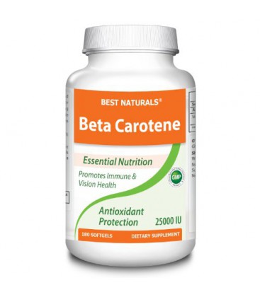 1 Beta Carotene 25000 IU 180 Softgels by Best Naturals - Provitamin A - Essential Nutrition