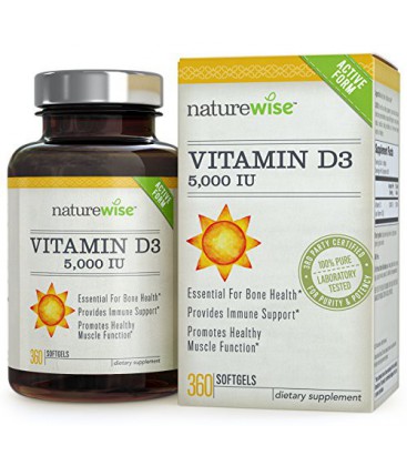 NatureWise Vitamin D3 5,000 IU in Organic Olive Oil, Non-GMO, USP Grade, 360 count