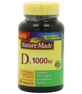 Nature Made Vitamin D3 1000 IU Value Size 300-Count Tablets