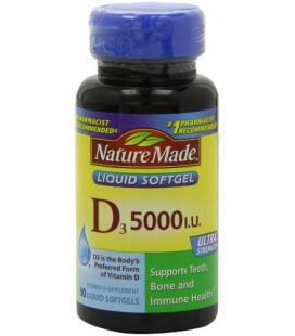 Nature Made Vitamin D-3, 5000IU, 90 Softgels