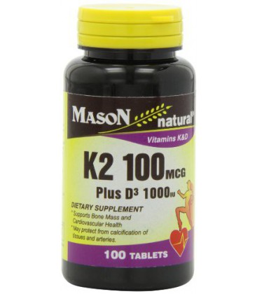 Mason Natural K2 Plus D3 Tablets, 100 Count