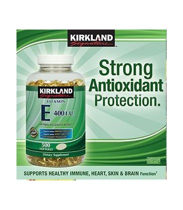 Kirkland Signature Vitamin E 400 I.U. 500 Softgels, Bottle