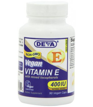 Deva Vegan Vitamins Natural Vitamin E 400iu with Mixed Tocopherols, 90-Count