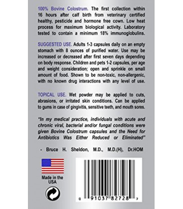 Le colostrum bovin 150 Capsules 1 Best Value sur Amazon 50% de réduction AUJOURD'HUI! Entier à 100% rien ajouté, 1er Collected