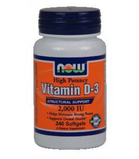 NOW Foods - High Potency Vitamin D-3 Structural Support 2000 IU - 240 Softgels ( Multi-Pack)