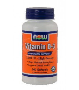 NOW Foods - High Potency Vitamin D-3 Structural Support 1000 IU - 360 Softgels ( Multi-Pack)